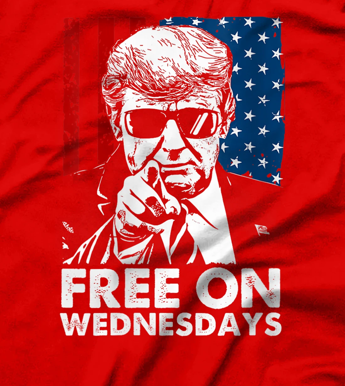Womens Free on Wednesdays Trump US Flag T-Shirt