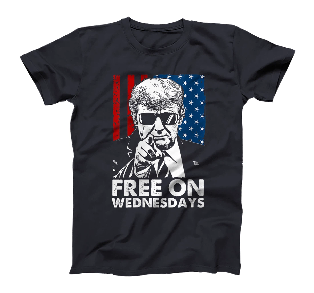Womens Free on Wednesdays Trump US Flag T-Shirt
