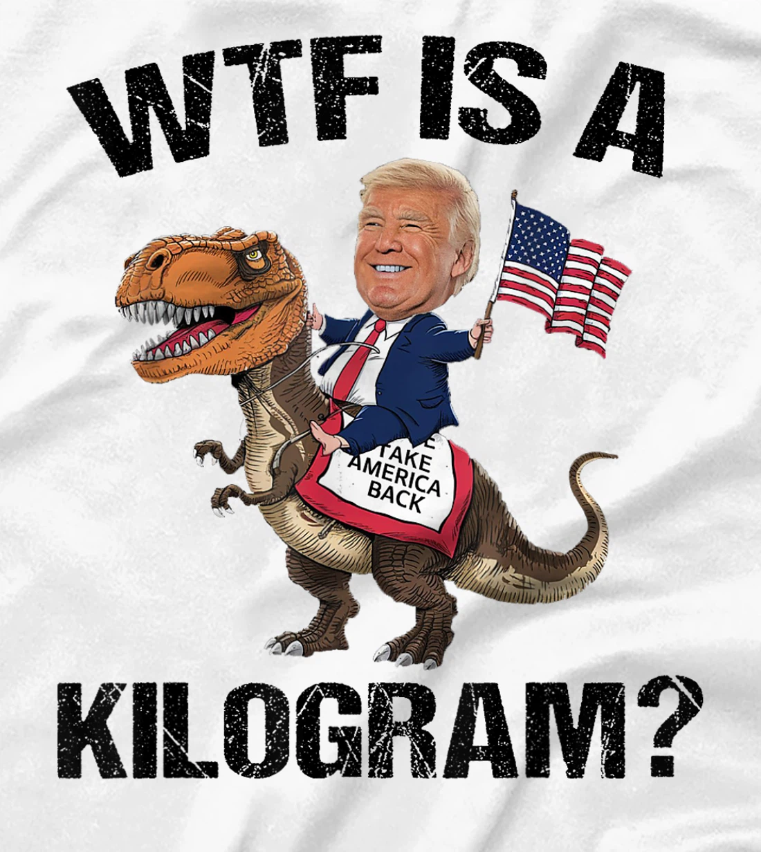 WTF is a Kilogram? 4th of July Patriotic Trump Dinosaur USA T-Shirt
