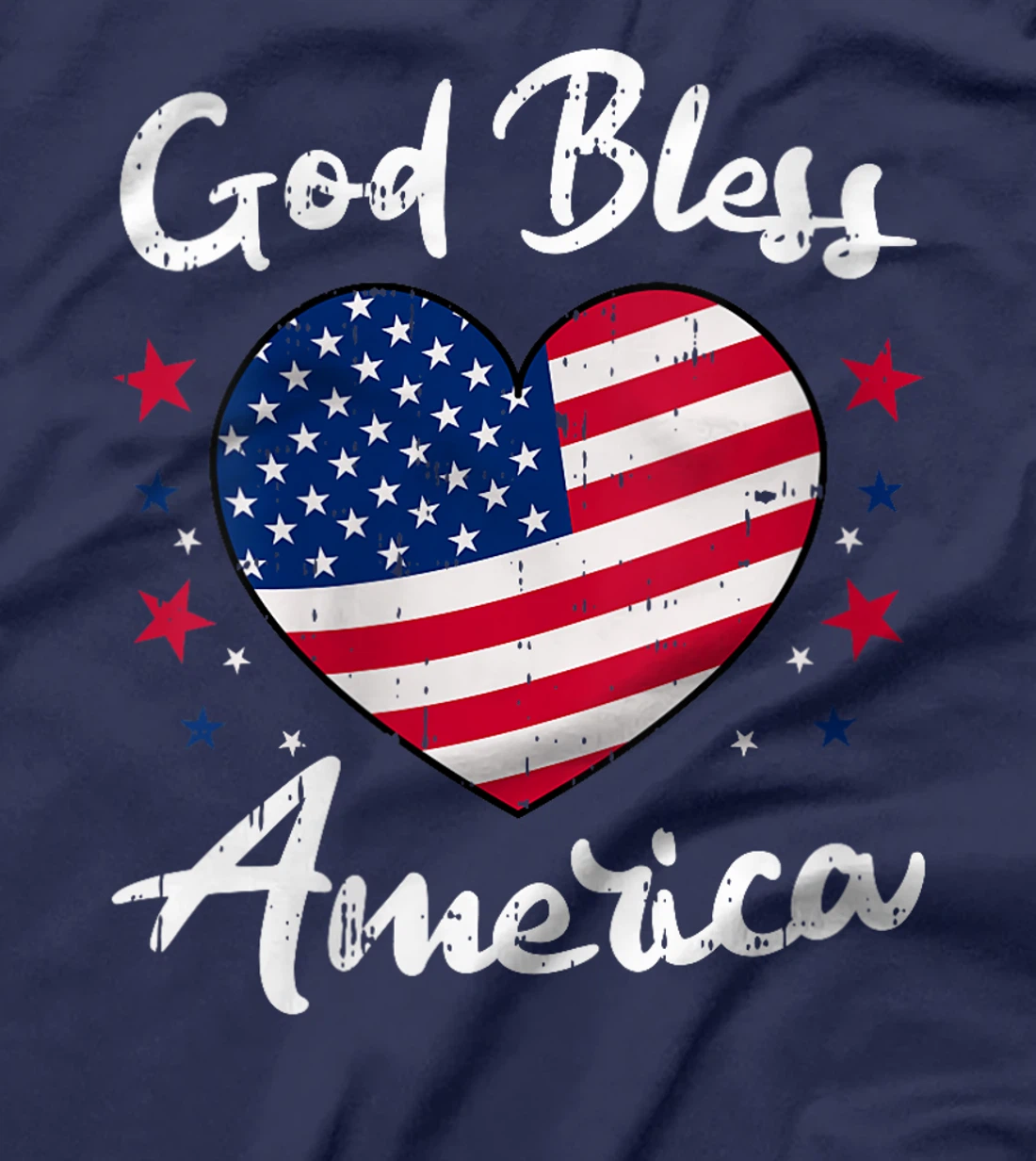 Womens God Bless America 4th Of July Vintage Heart Patriotic T-Shirt