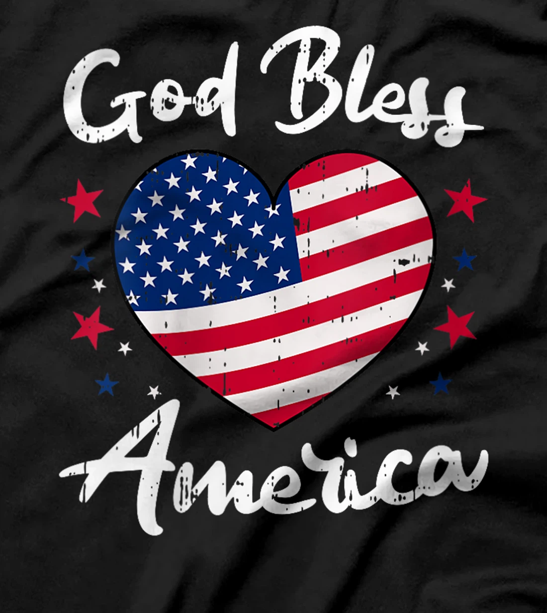 Womens God Bless America 4th Of July Vintage Heart Patriotic T-Shirt