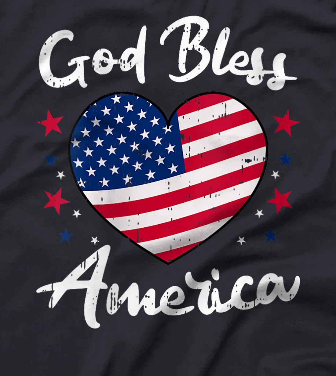Womens God Bless America 4th Of July Vintage Heart Patriotic T-Shirt