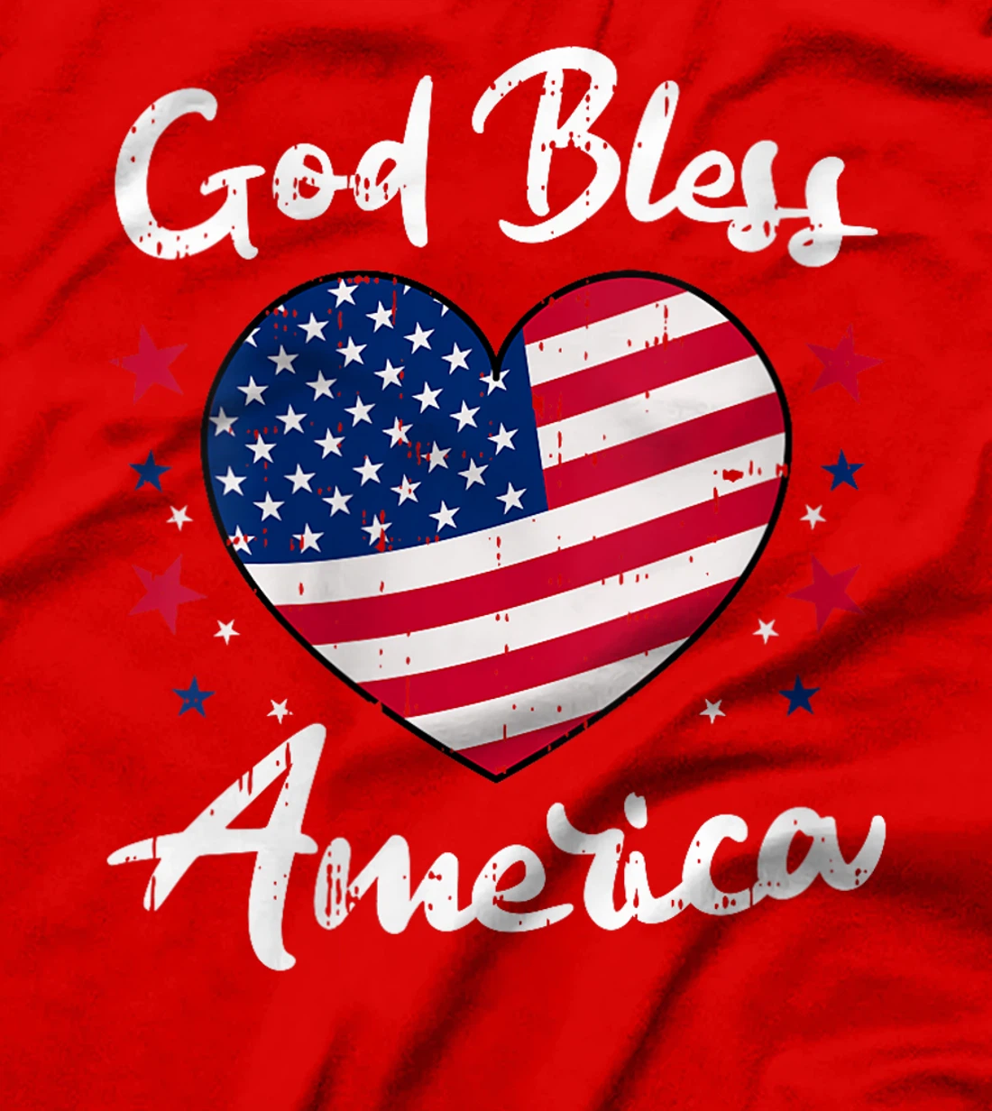 Womens God Bless America 4th Of July Vintage Heart Patriotic T-Shirt