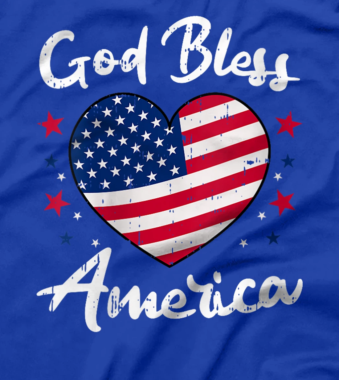 Womens God Bless America 4th Of July Vintage Heart Patriotic T-Shirt