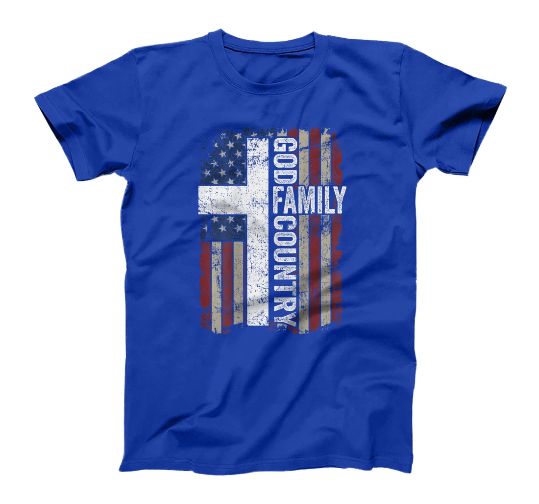 God Family Country - Patriotic Christian Cross USA (ON BACK) T-Shirt