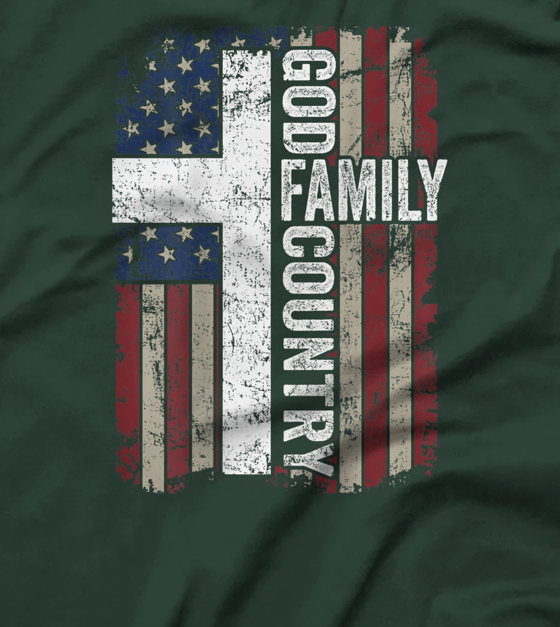 God Family Country - Patriotic Christian Cross USA (ON BACK) T-Shirt