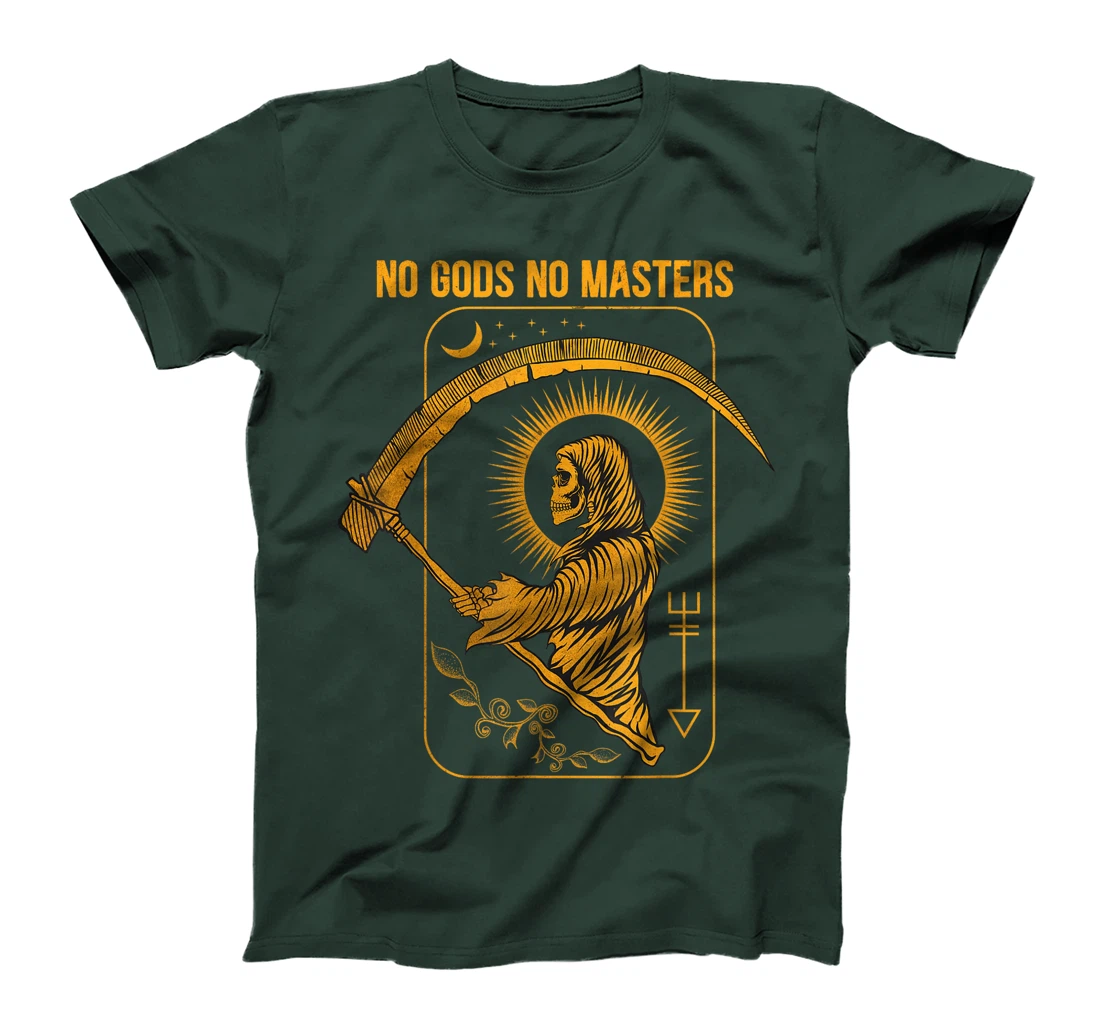 No Gods No Masters Satanic Evil Baphomet Tarot Death Satan T-Shirt