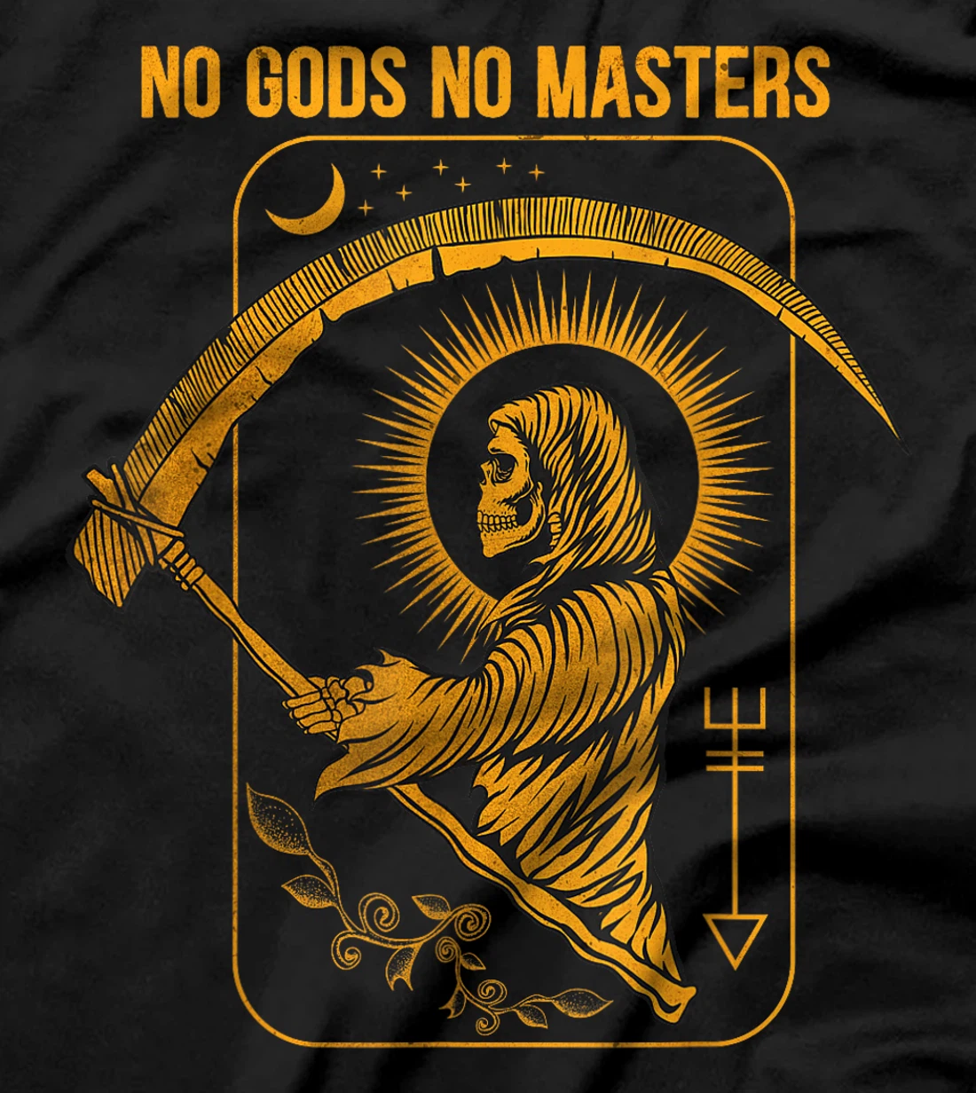 No Gods No Masters Satanic Evil Baphomet Tarot Death Satan T-Shirt