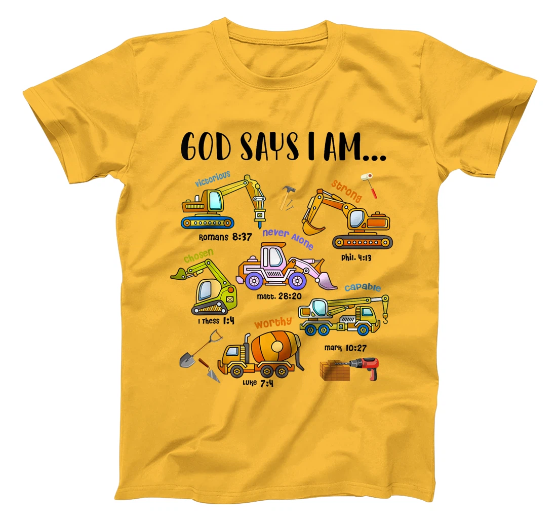 God Says I Am Cute Construction Christian Toddler Boys Kids T-Shirt