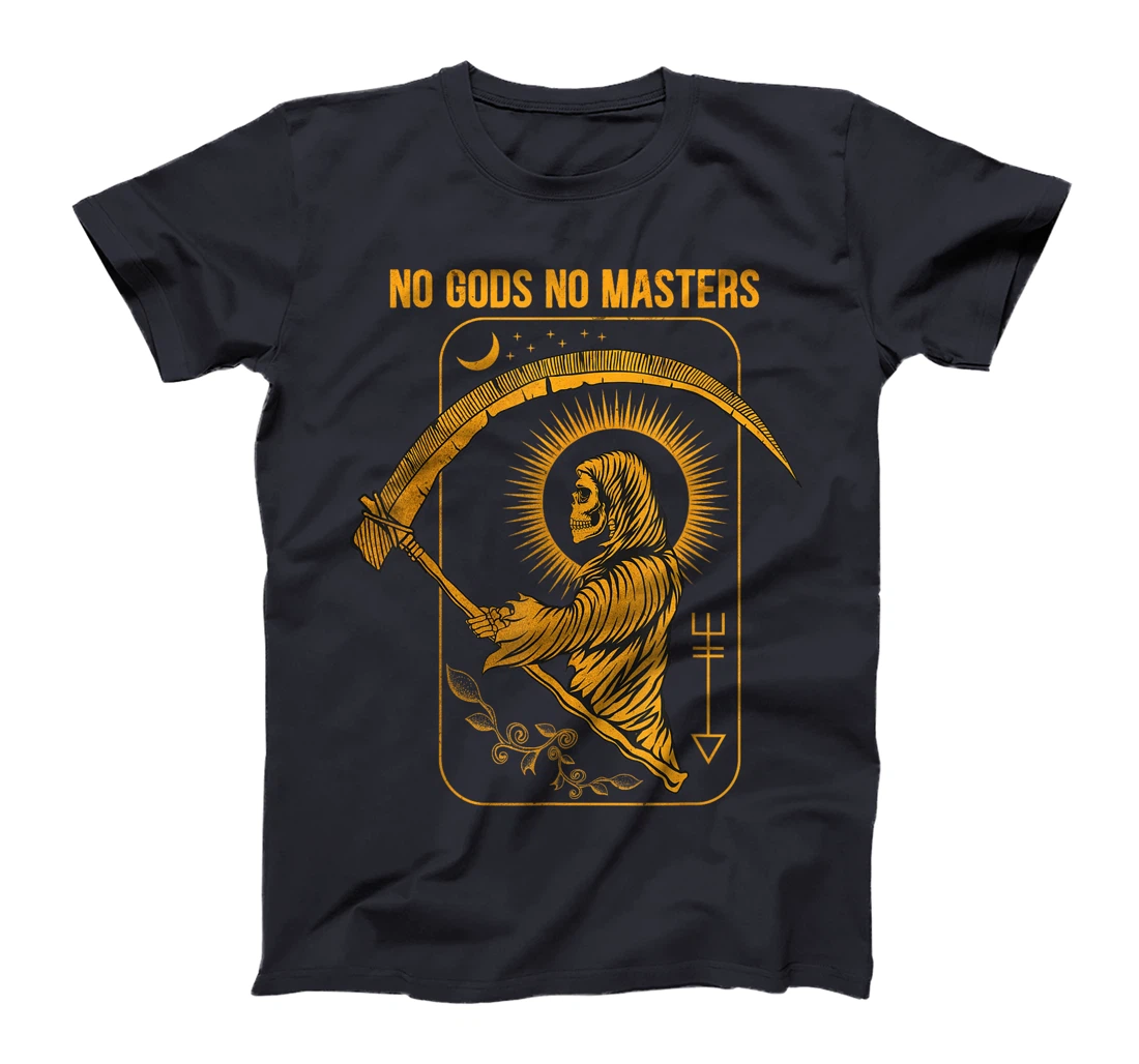 No Gods No Masters Satanic Evil Baphomet Tarot Death Satan T-Shirt