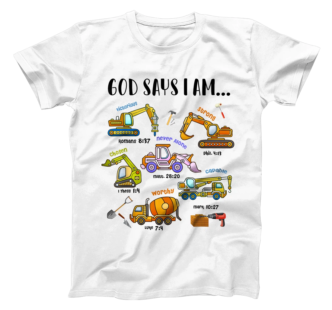 God Says I Am Cute Construction Christian Toddler Boys Kids T-Shirt