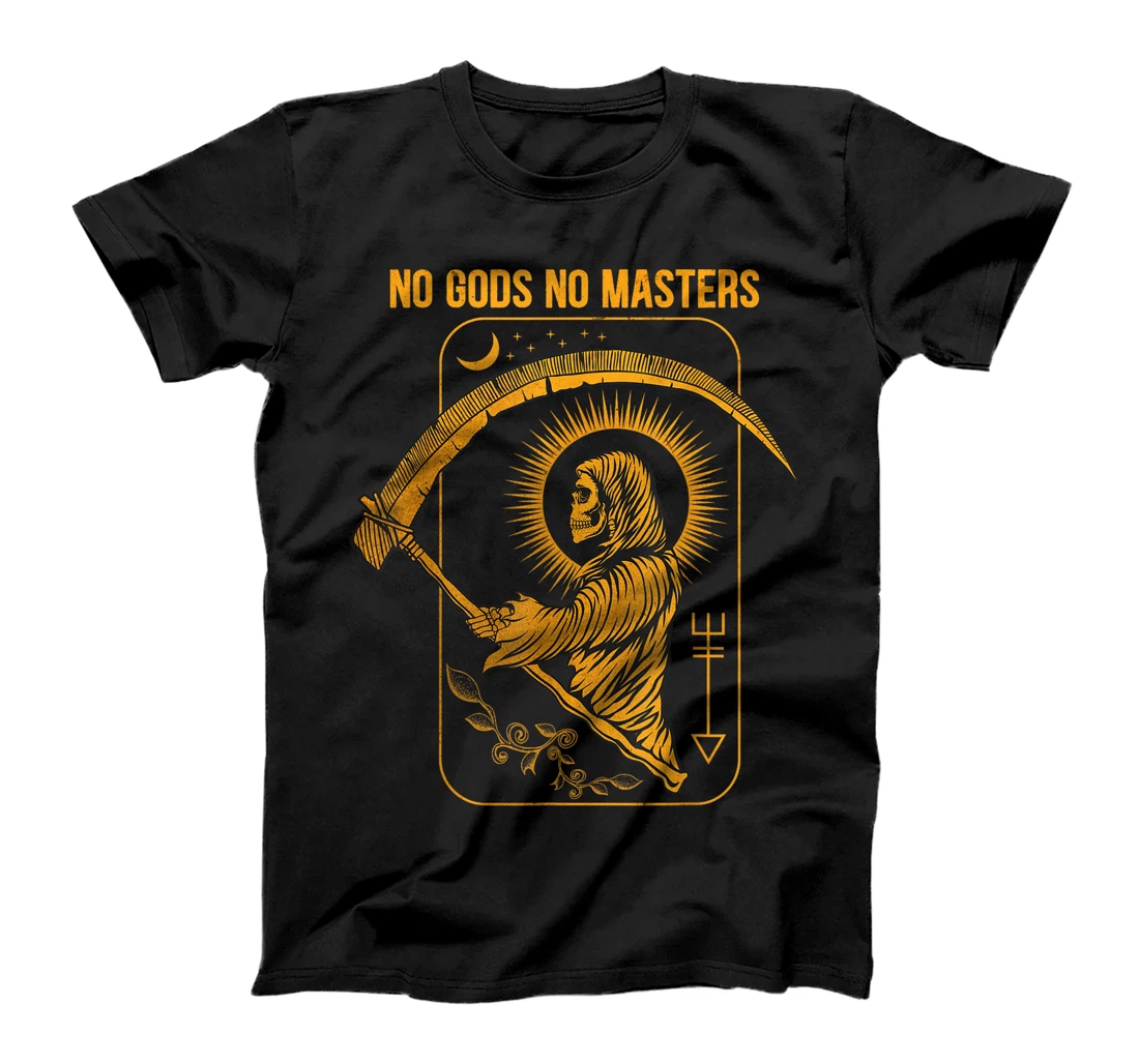 No Gods No Masters Satanic Evil Baphomet Tarot Death Satan T-Shirt