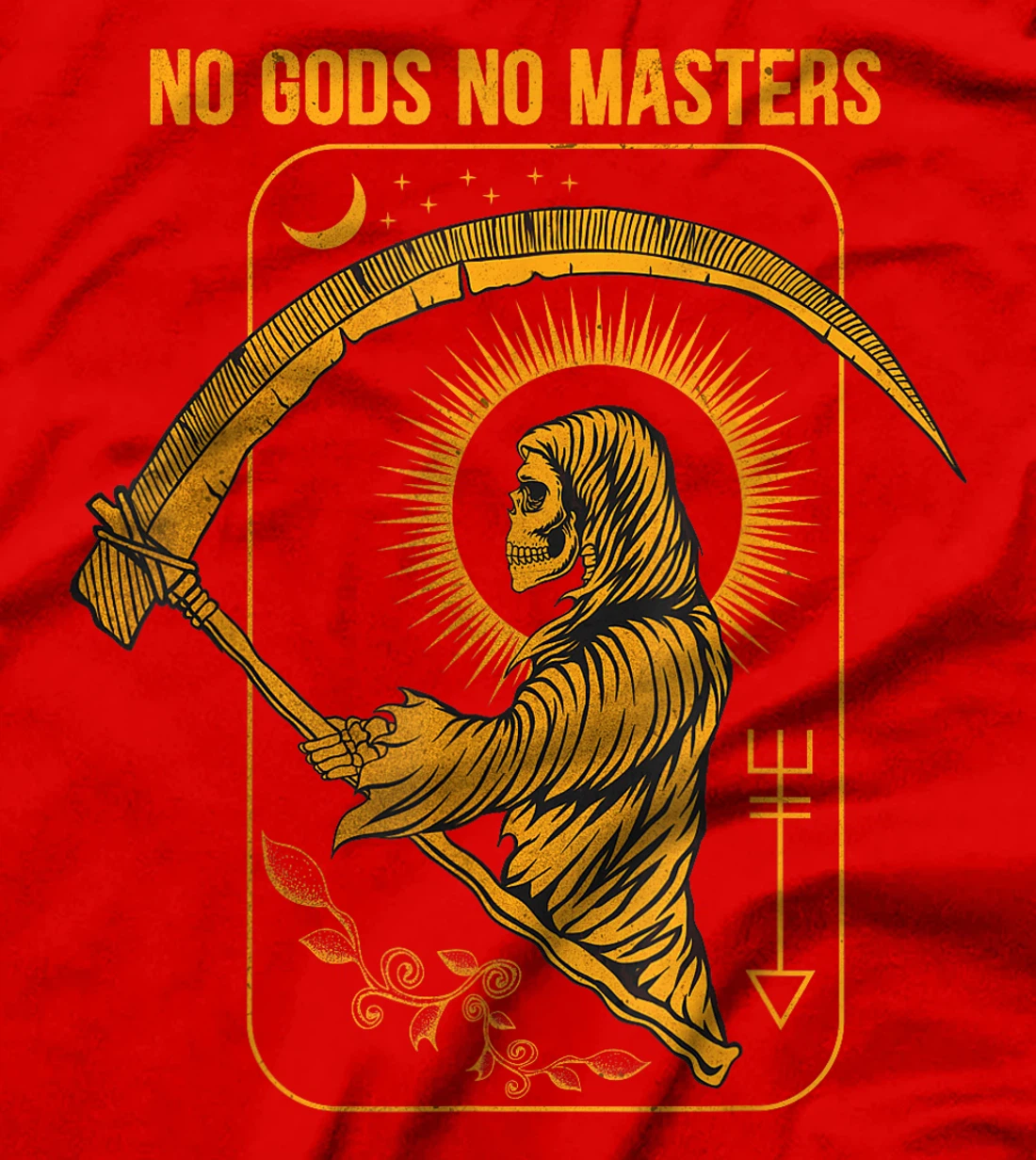 No Gods No Masters Satanic Evil Baphomet Tarot Death Satan T-Shirt