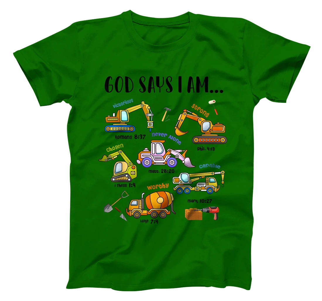 God Says I Am Cute Construction Christian Toddler Boys Kids T-Shirt