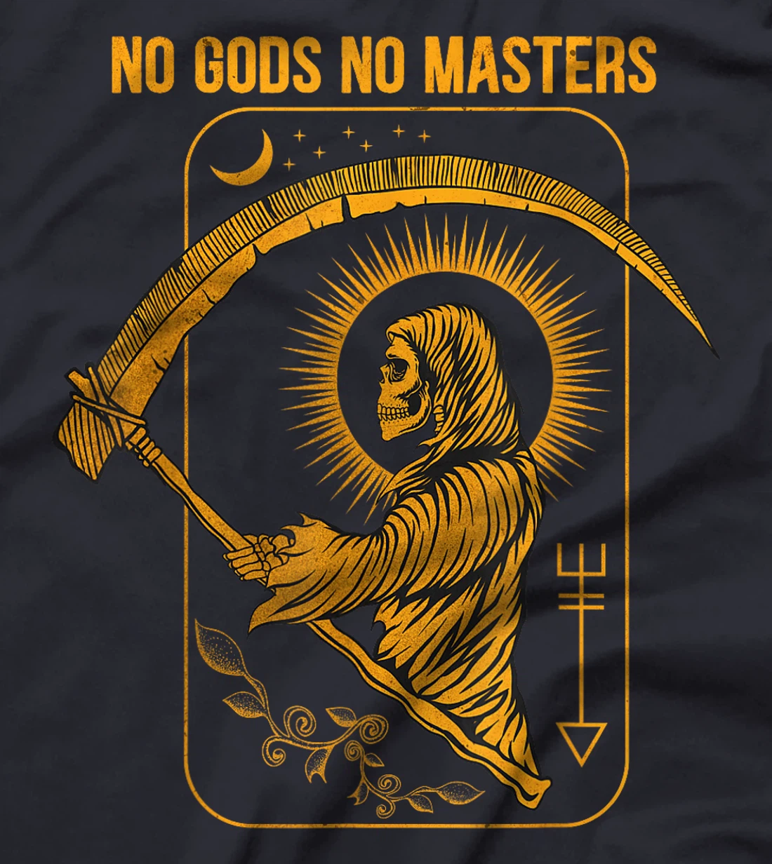 No Gods No Masters Satanic Evil Baphomet Tarot Death Satan T-Shirt