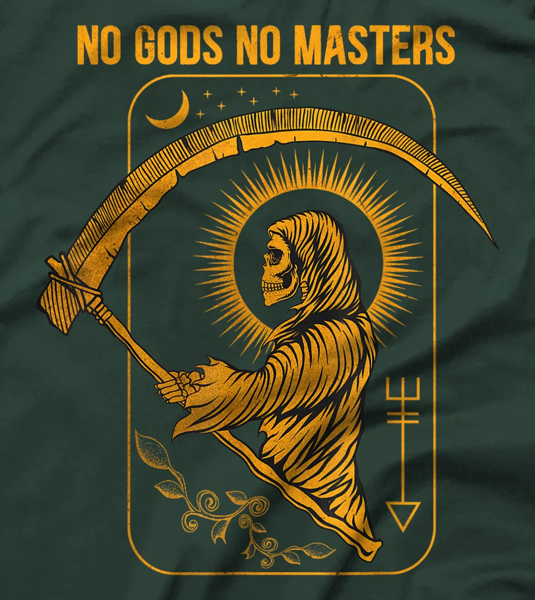 No Gods No Masters Satanic Evil Baphomet Tarot Death Satan T-Shirt