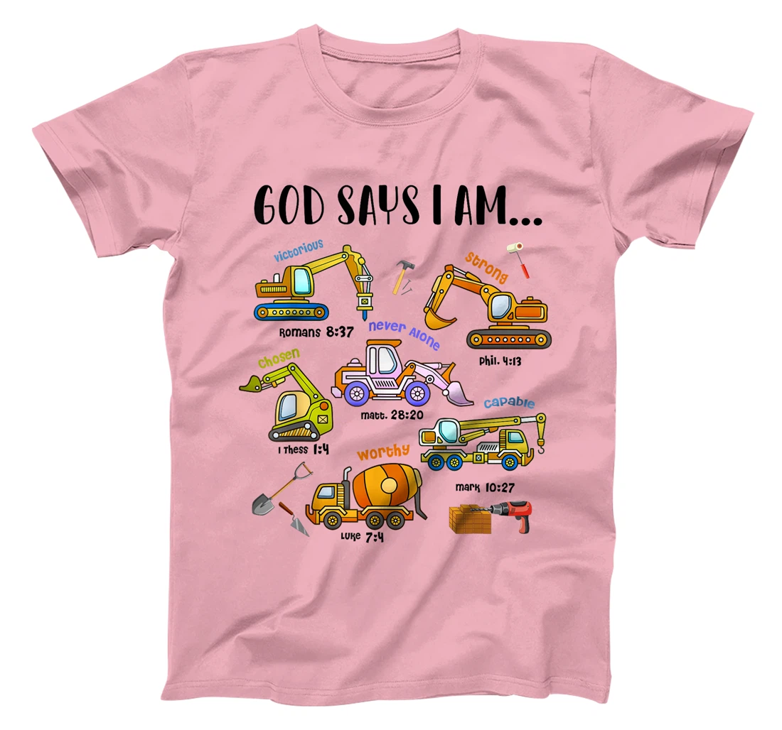 God Says I Am Cute Construction Christian Toddler Boys Kids T-Shirt