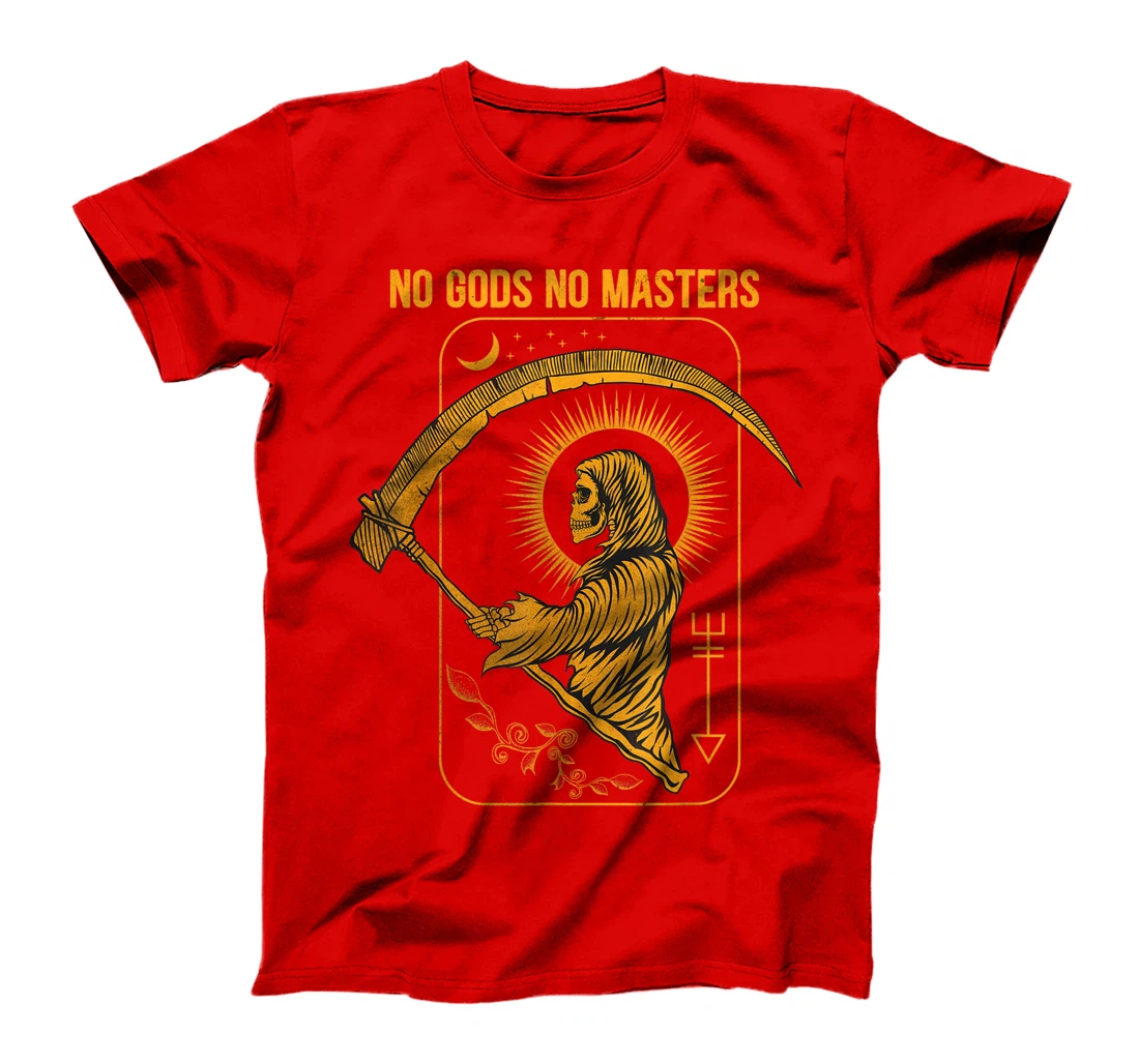 No Gods No Masters Satanic Evil Baphomet Tarot Death Satan T-Shirt