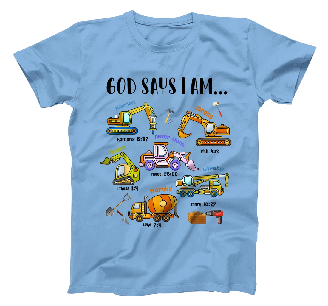 God Says I Am Cute Construction Christian Toddler Boys Kids T-Shirt