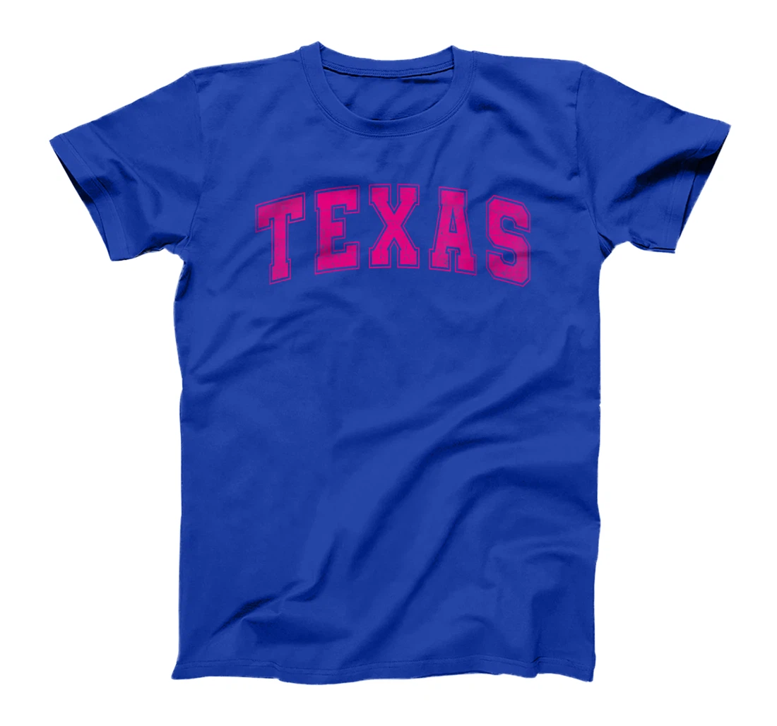 Womens Texas State Retro Pink Varsity Vintage Text T-Shirt