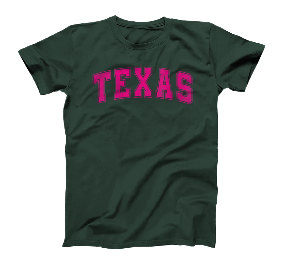 Womens Texas State Retro Pink Varsity Vintage Text T-Shirt