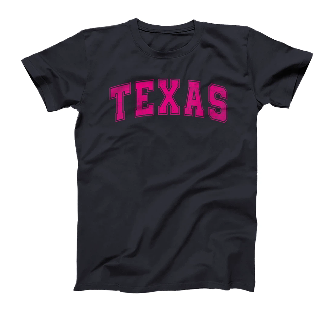 Womens Texas State Retro Pink Varsity Vintage Text T-Shirt