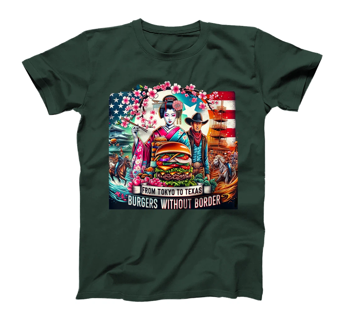 Womens From Tokyo to Texas Burgers Without Borders Burgers Lover T-Shirt