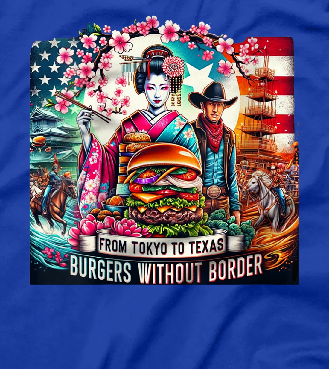 Womens From Tokyo to Texas Burgers Without Borders Burgers Lover T-Shirt