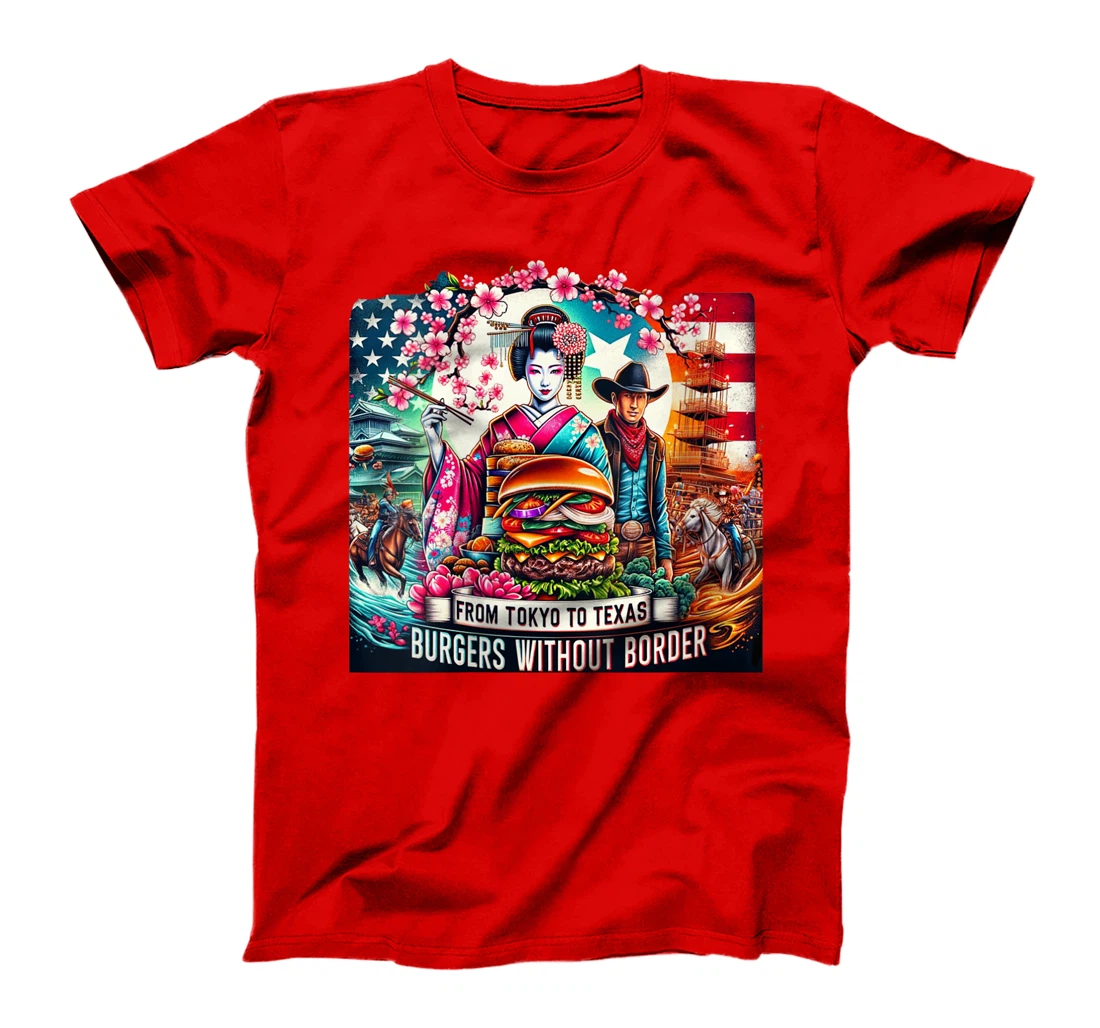 Womens From Tokyo to Texas Burgers Without Borders Burgers Lover T-Shirt