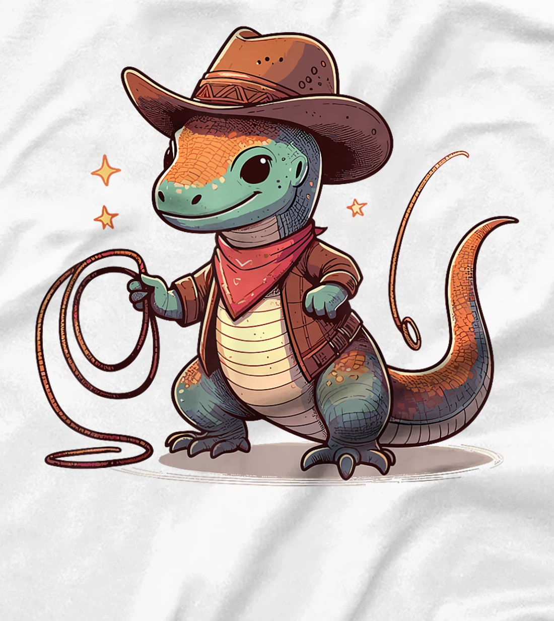 Western Rodeo Cowboy Hat Komodo Dragon Texas Animals T-Shirt