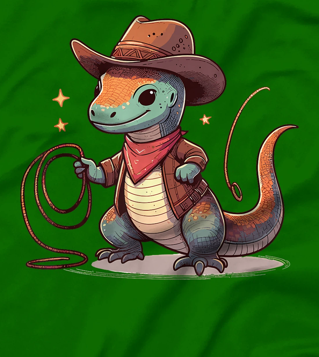Western Rodeo Cowboy Hat Komodo Dragon Texas Animals T-Shirt