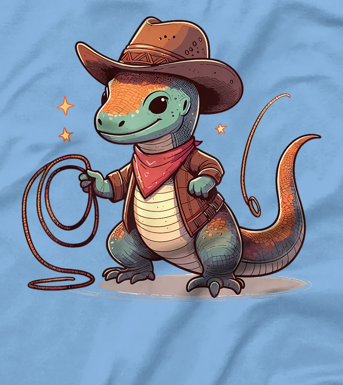 Western Rodeo Cowboy Hat Komodo Dragon Texas Animals T-Shirt