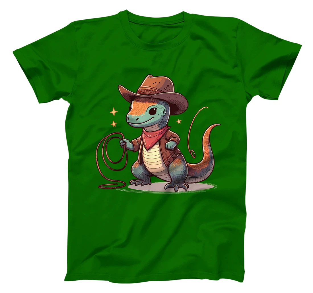 Western Rodeo Cowboy Hat Komodo Dragon Texas Animals T-Shirt
