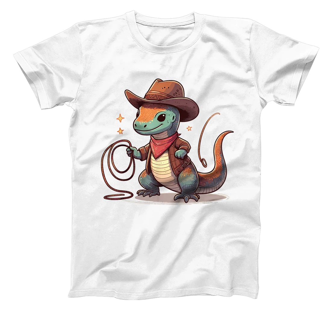 Western Rodeo Cowboy Hat Komodo Dragon Texas Animals T-Shirt