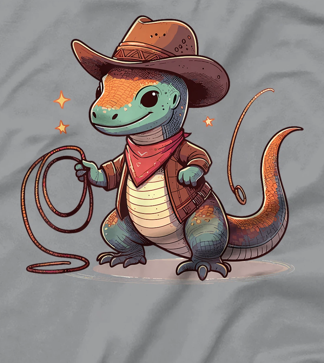 Western Rodeo Cowboy Hat Komodo Dragon Texas Animals T-Shirt