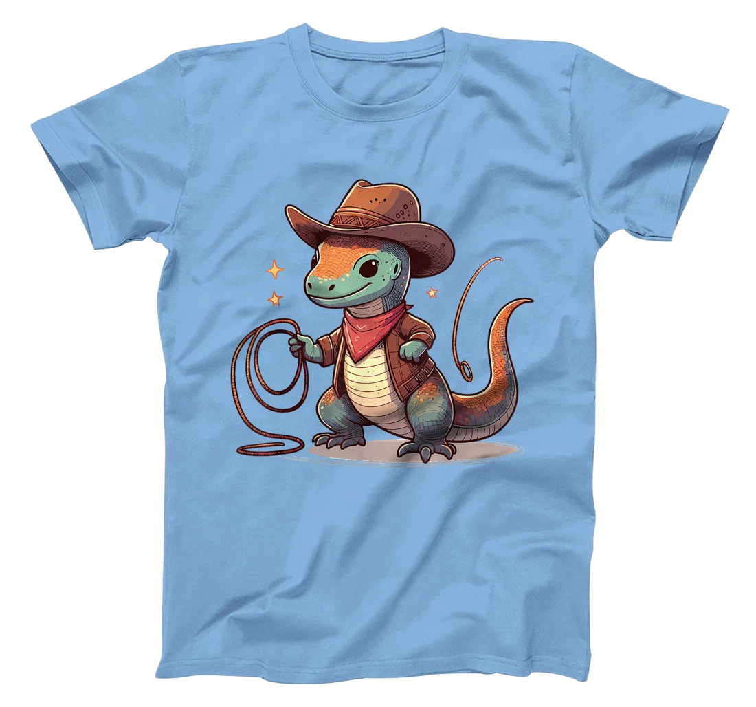 Western Rodeo Cowboy Hat Komodo Dragon Texas Animals T-Shirt