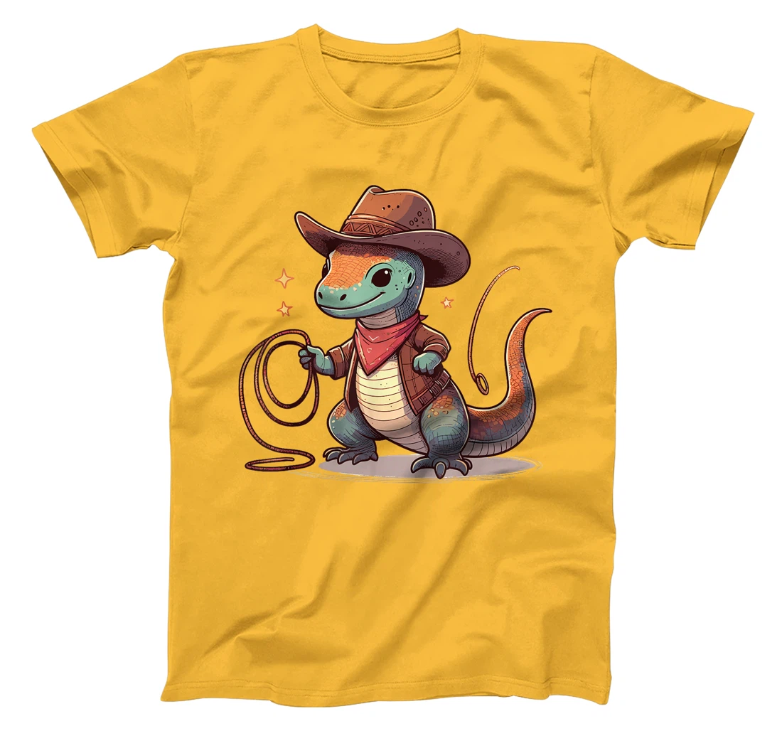 Western Rodeo Cowboy Hat Komodo Dragon Texas Animals T-Shirt