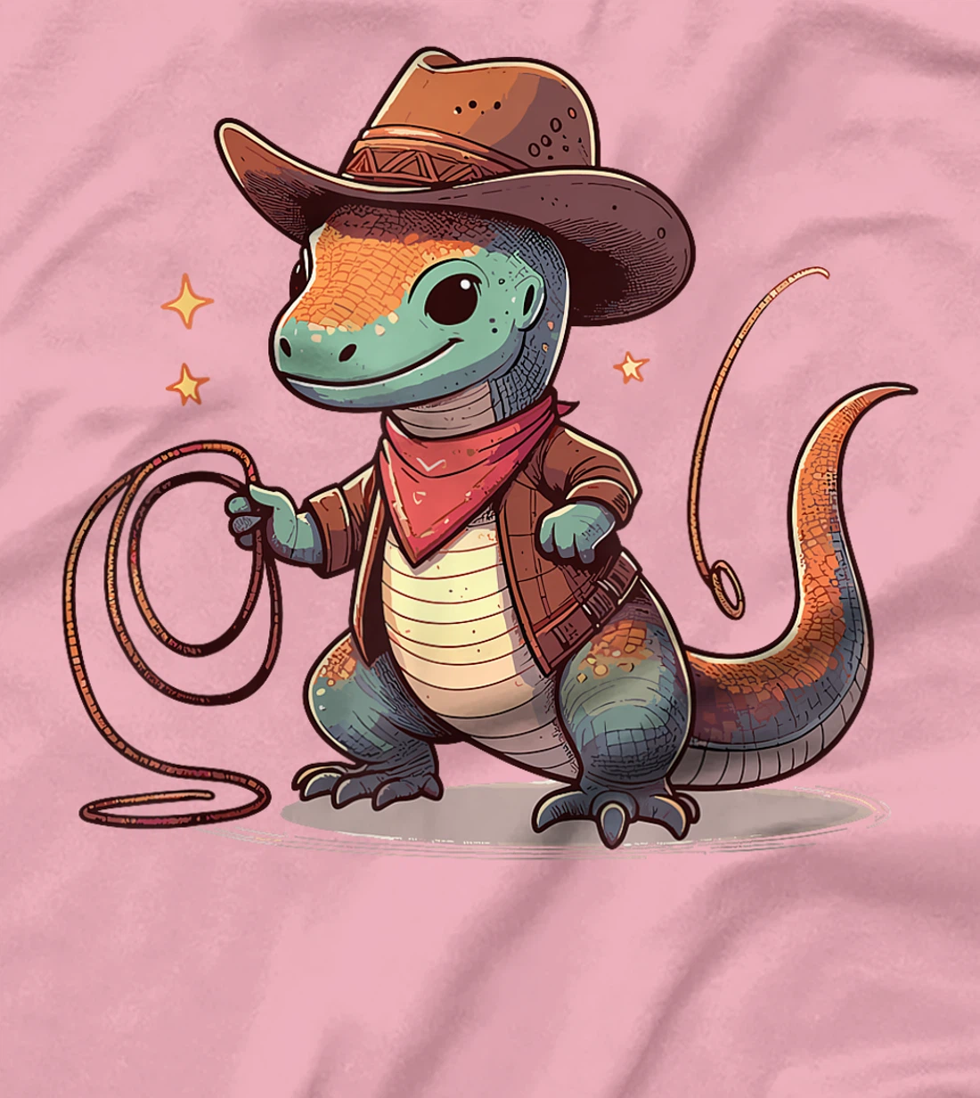 Western Rodeo Cowboy Hat Komodo Dragon Texas Animals T-Shirt