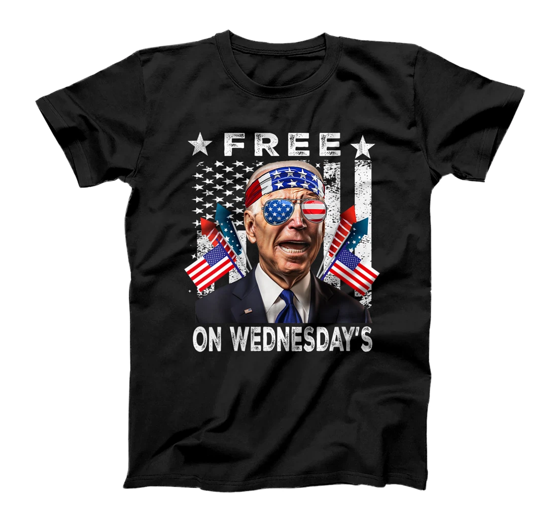 Womens Free On Wednesday's American Flag Anti Trump T-Shirt