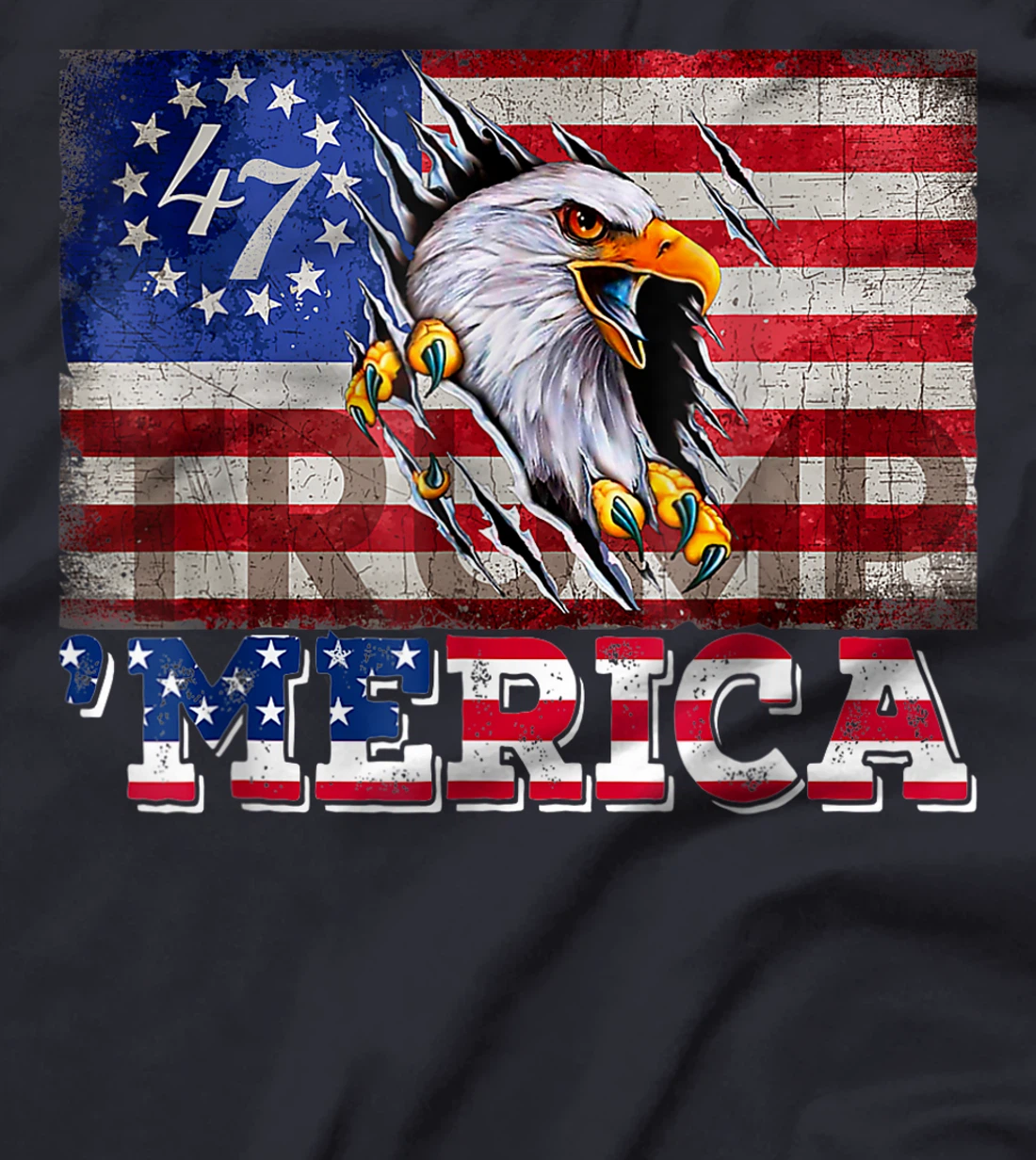 Womens Donald Trump 2024 Merica Eagle 4th of July American Flag USA T-Shirt