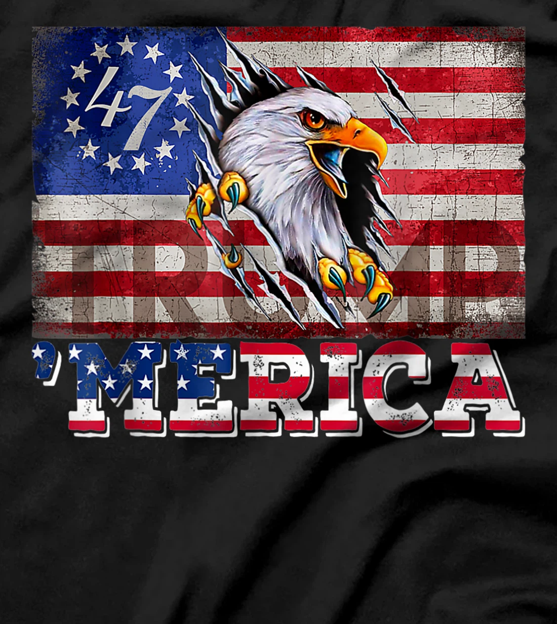 Womens Donald Trump 2024 Merica Eagle 4th of July American Flag USA T-Shirt