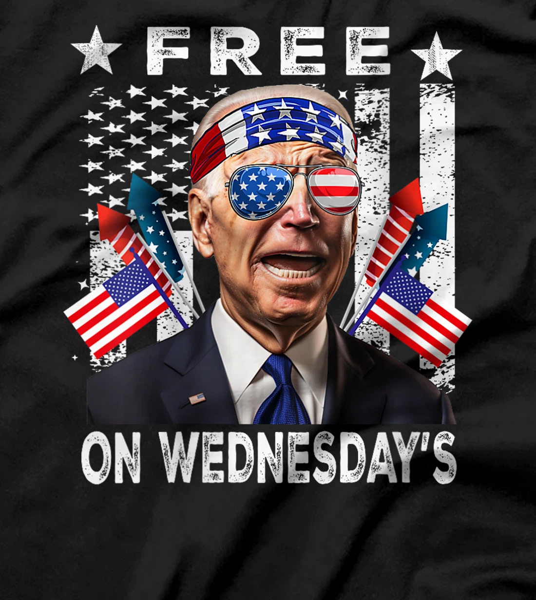 Womens Free On Wednesday's American Flag Anti Trump T-Shirt