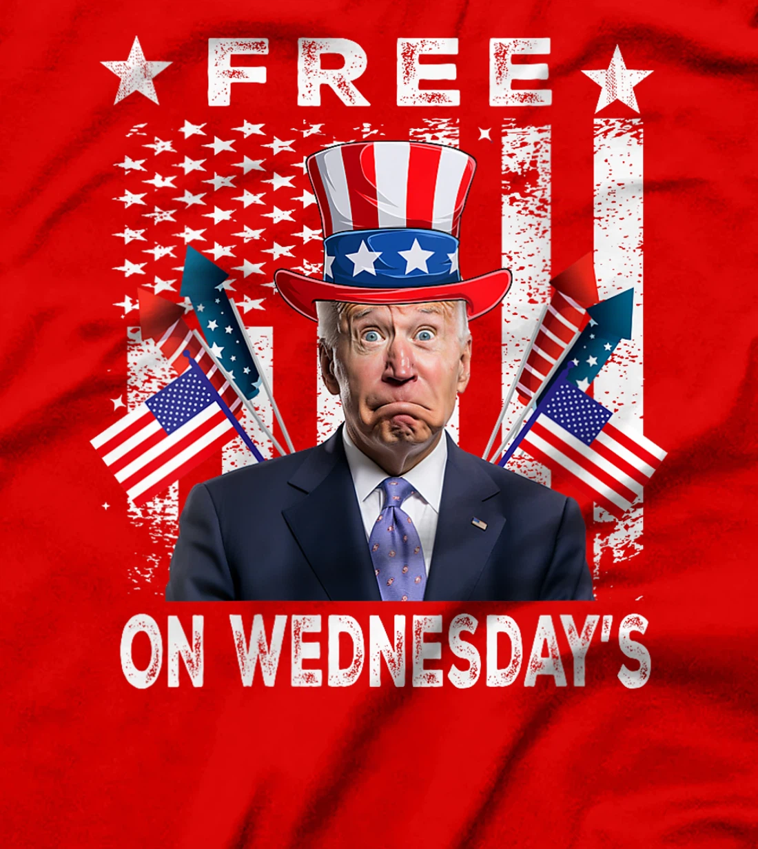 Womens Free On Wednesdays American Flag Anti Trump T-Shirt