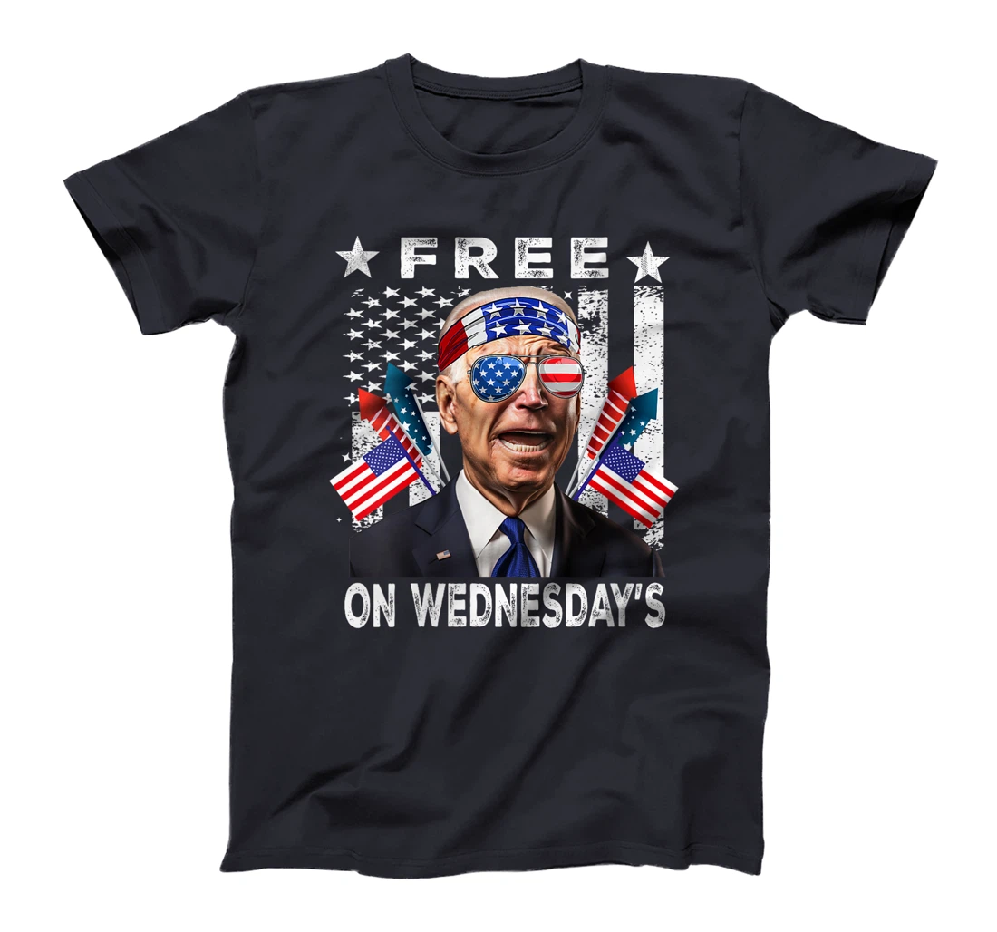Womens Free On Wednesday's American Flag Anti Trump T-Shirt
