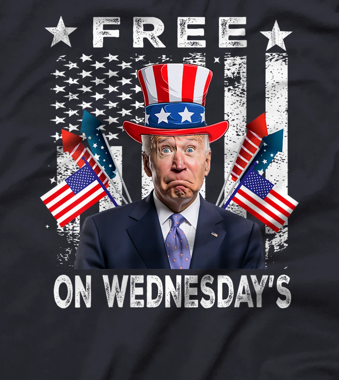 Womens Free On Wednesdays American Flag Anti Trump T-Shirt
