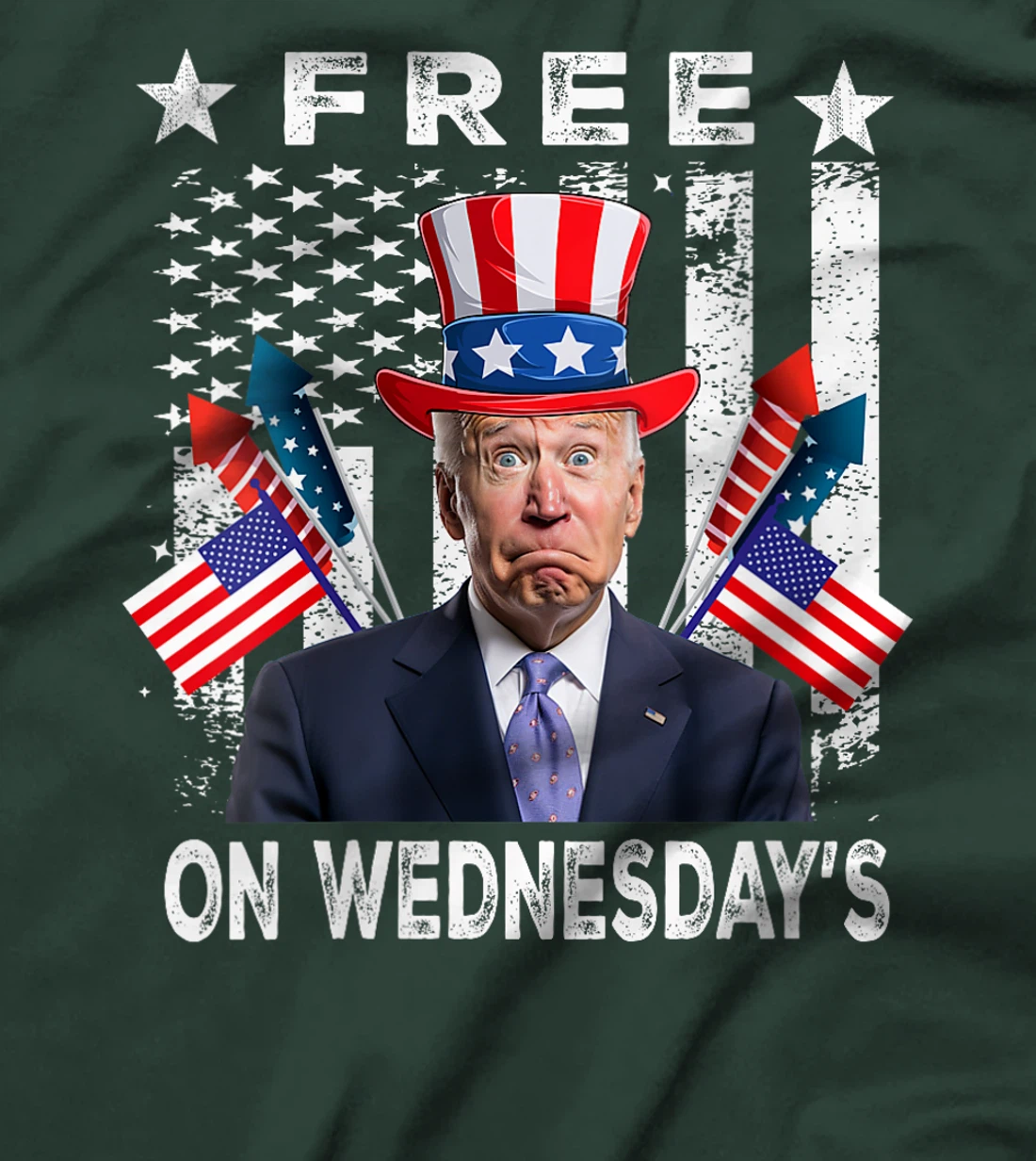 Womens Free On Wednesdays American Flag Anti Trump T-Shirt