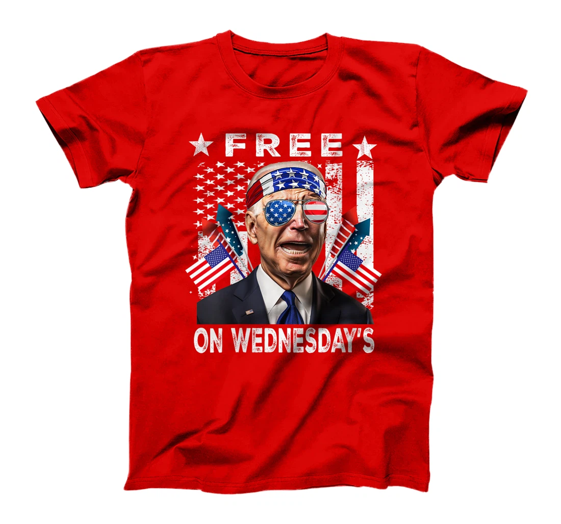 Womens Free On Wednesday's American Flag Anti Trump T-Shirt