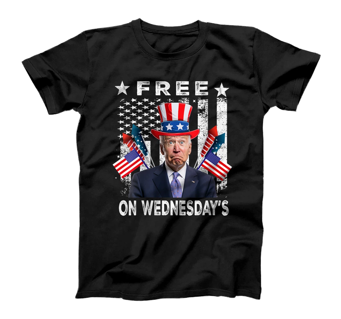 Womens Free On Wednesdays American Flag Anti Trump T-Shirt