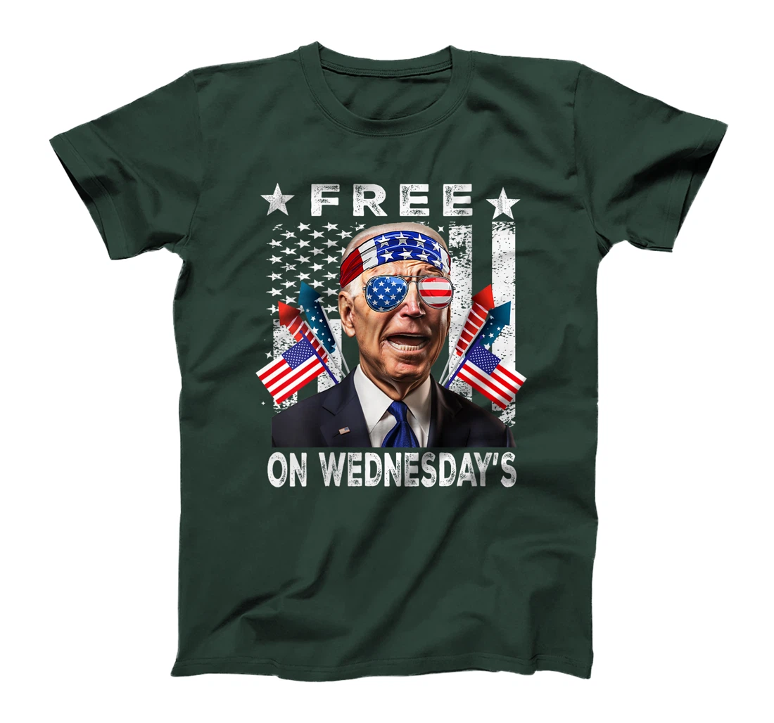 Womens Free On Wednesday's American Flag Anti Trump T-Shirt