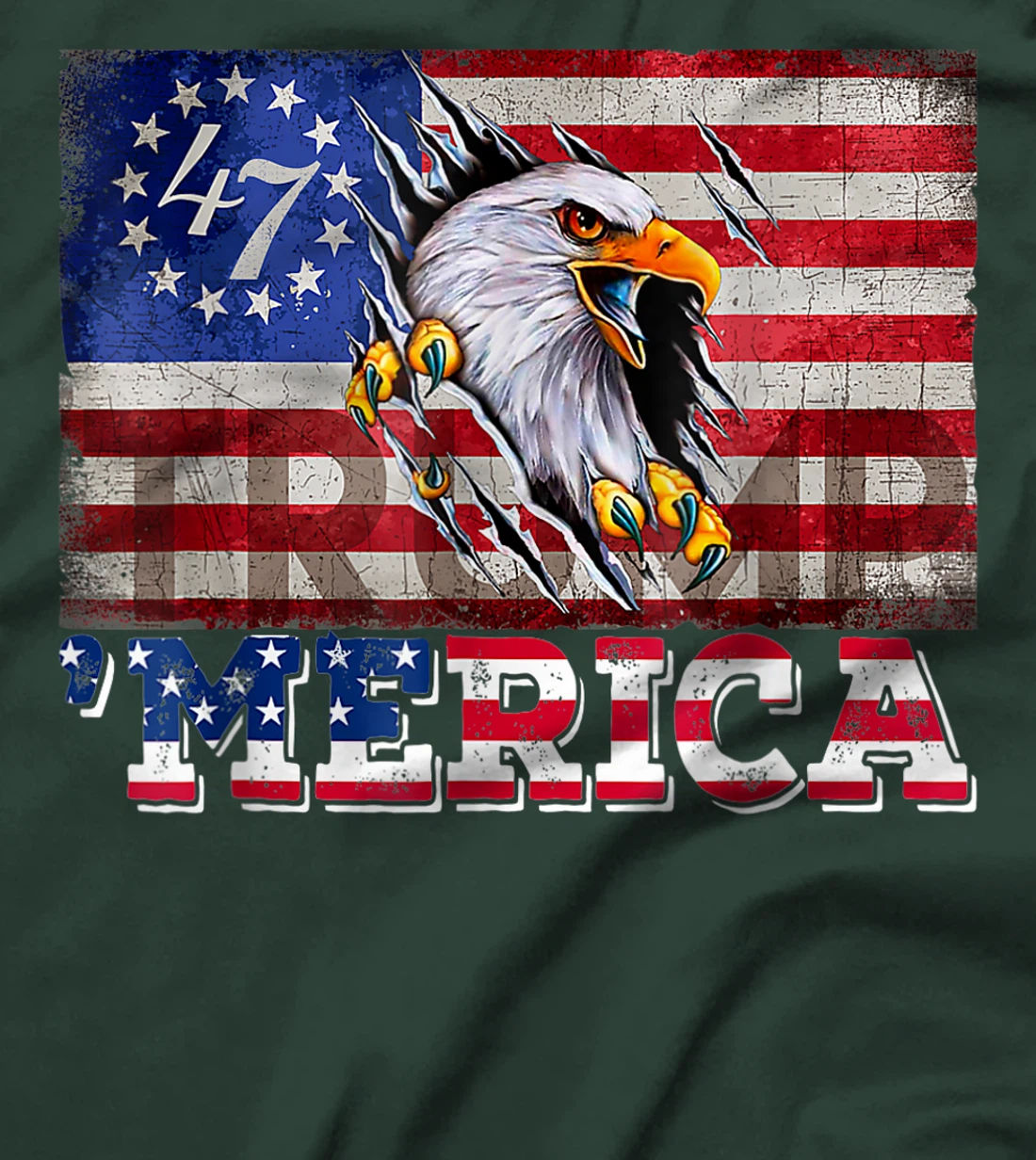 Womens Donald Trump 2024 Merica Eagle 4th of July American Flag USA T-Shirt